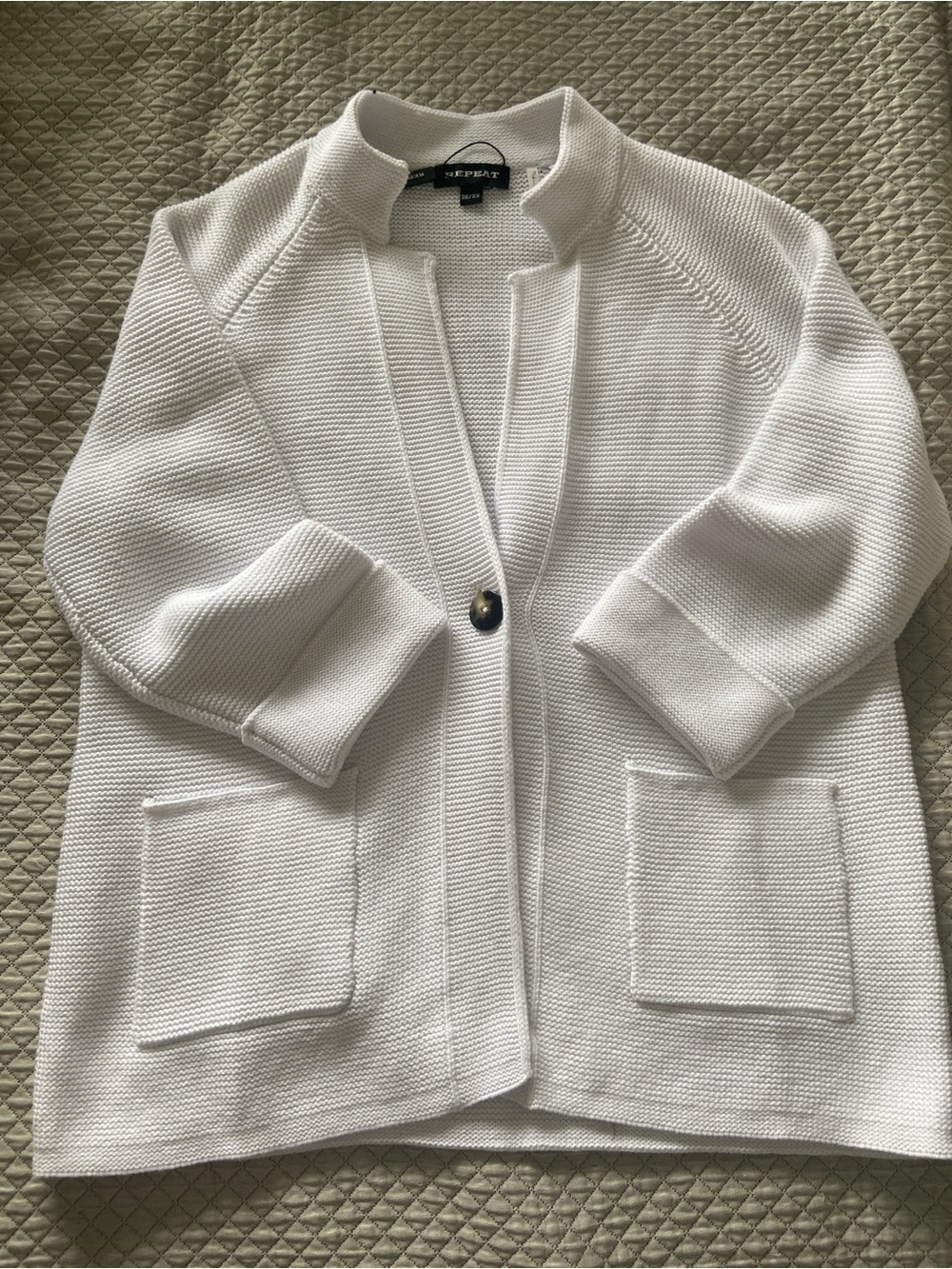 Repeat White Knit Single-Button Jacket